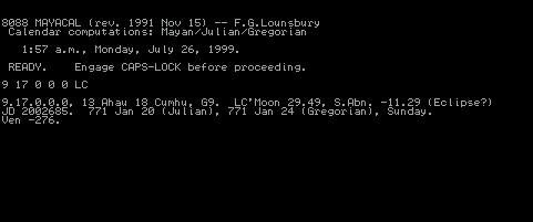 Figure 5: Floyd Lounsbury's Maya Calendar Program